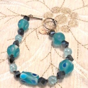 Donna Dressler Glass And Silver Bracelet